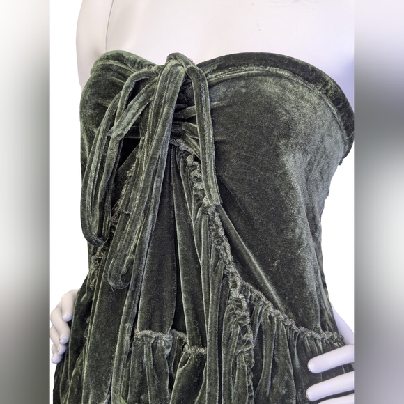 NWT Sweet Tiger Moss Green Velvet Convertible Dress Skirt Fairycore Whimsigoth L - Picture 5 of 10